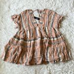 New Lulus double V neck tie back cover up dress dusty orange/blue/white Medium Orange Photo 8