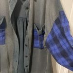 POL P.O.L. French Terry Oversized Shacket in vintage moss/blue plaid flannel western Photo 11