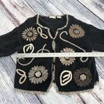 Sigrid Olsen Vintage  Black Cardigan with Cream Floral Design Photo 6