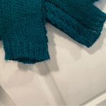 Jones Wear  Size L Teal Funnelneck Long Sleeve Lightweight Cable Knit Sweater Photo 2