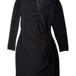 Vintage 90s Reggio Wrap Sparkly Long Sleeve Mini Dress Size 10 Black Photo 0