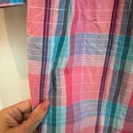 J.Crew Pink & Blue Plaid Midi Poplin Shirt Dress Preppy Pockets Size 2 XS Photo 3