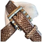 Carlisle  Women’s Textured Belt. Brown, Tan, White Photo 3