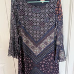 Daniel Cremieux  Dress Size Medium Blue Floral Lined Womens Long Sleeve Polyester Photo 0