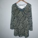 Blue Pepper M/L Long Sleeved Shift Lined Mini Dress Black Creme Paisley Pattern Size L Photo 8