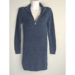 ZARA NWT Blue Acid Wash Knit Mini Dress Womens S Quarter Zip Fitted Long Sleeve Photo 1