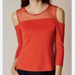 Karen Millen  Cold Shoulder Mesh Detail Blouse Size 6 Photo 0