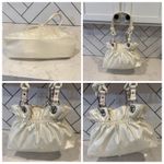 XOXO Vintage  Y2K faux leather shoulder hobo bag knotted handles shimmery white Photo 14