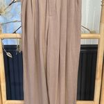 NWT Mable Linen Blend Wide Leg Trouser Style Pants ~ Size Medium 💚🍄 Tan Photo 0