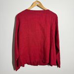 Flax  Linen Button Up Pop Over Top Women M Red Long Sleeve Pocket Lagenlook Boho Photo 1