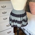 Miley Cyrus Circle Skirt Gray Stripe Smock Waist  XS Womens Mini Knit Flirty Photo 2