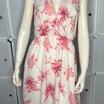 Lush Clothing Lush White Pink Floral Print Flutter Ruffle V-Neck Mini Dress Size Large Photo 0