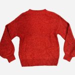 BP NWOT Rust Red Orange Chunky Pointelle Balloon Sleeve High Low Sweater Photo 6