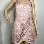 Lulus Start This Party Rose Pink Floral Jacquard Tulip Mini Dress Photo 0
