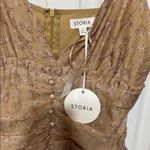 Storia  Spaghetti Straps Floral Brown Dress Ruffles Lined Size Large Photo 1