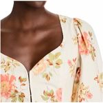 AQUA Floral Print Puff Sleeve Sweetheart Neckline Blouse Top Medium Photo 3