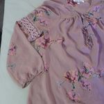 Black Rainn  womens sheer tan floral blouse size Petite Large Photo 2