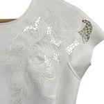 Rickie Freeman Teri Jon Cream Blouse Floral Embroidery Cap Sleeve Scuba 2 White Photo 1