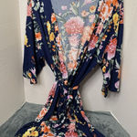 Flora Navy Blue Floral Cover Up Cardigan Women’s Size XL Photo 0