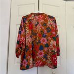 Entro Floral Oversized Fall Colors Long Sleeve Ruffle Flowy Blouse Size Large Photo 7
