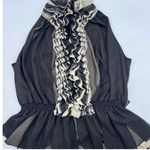 Robert Rodriguez  Black Ruffled V Neck Sleeveless medium Peplum Top Photo 3