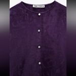 ZARA  Purple Long Bell Sleeve Rhinestone Button Jacquard Blouse Size M NEW Photo 5