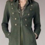 CAbi  military double gold button tunic length cardigan‎ jacket size small Photo 0