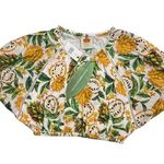 Farm Rio  Biriba Fruit Puff-Sleeve Crop Top in Off White Size Small New $140 Photo 2