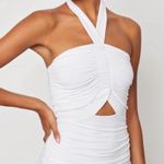 Bailey 44 Maive Halterneck Ruched Bodycon Stretch Midi Dress in White Size Large Photo 2