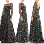 Mac Duggal NWT 12360 Illusion Long Sleeve A Line Gown Black 2 Photo 1