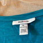 Style & Co . Teal Short Sleeve Top with Ruched Detail xl Photo 2