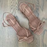 Loeffler Randall EUC  Mikel Bow Mid−Heel Sandals in Brown Raffia Size 10B / 40 Photo 0