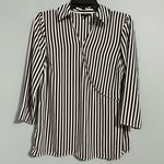 Talbots π¦ Stripe Wrap Collared Blouse Shirt Black White XS Photo 0