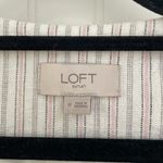 Loft Open Blazer Jacket Linen White with Pink & Gray Stripes Tie 3/4 Sleeves M Photo 1