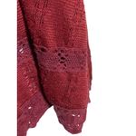 Free People  Red Blouse Top S Crochet Lace Yoke Boho Feminine Dark Romantic Flowy Photo 4