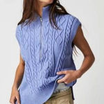 Free People  NWT Kizzy Half Zip Cable Knit Sweater Vest Oversized Small Photo 0