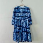 Calvin Klein NWT Tie-Dye Blue V-Neck Wrap Tiered Mini Dress Photo 3