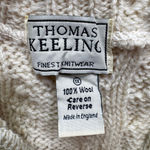 Vintage 70s 80s Ivory Wool Cable Knit Fisherman Sweater Cardigan Thomas Keeling Size 1X Photo 5