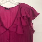 East 5th  Ruffle Pleated Button Down Pink Chiffon Top Size M Photo 3