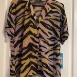 Beach Bunny  Zebra Print Sheer Sienna Beach Shirt Coverup Medium Resort Vacation Photo 0
