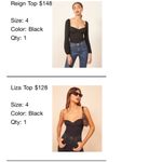 Reformation Black Long Sleeve Reign Blouse Photo 4