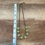 Oval 8 Beaded Rhinestrone Chain Statement Necklace Green Gold Tone‎ Photo 6