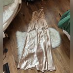 Birdy Grey  Kira Dress In Shiny Satin Neutral Champagne Photo 5