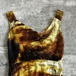 Gary Graham Dress Womens 8 Gold Black Silk Layered Raw Hems Edges Midi Art Photo 1