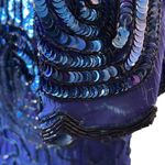 NOS Stenay Vtg 90s Beaded Sequin 100% Silk Dress Sz 6 Blue Art Deco Photo 3