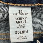 H&M Frayed Raw Hem Waist High Waisted Skinny Ankle Dark Wash Denim Jeans Photo 6