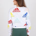 Adidas  White Multicolor Logo Cropped Sweatshirt Size Large Photo 1