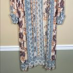 Angie  Women’s Boho Floral Print Crochet Multicolor Open Kimono Robe Duster Photo 2