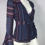 Parker Printed Long Sleeve Wrap Blouse Photo 3