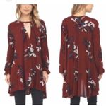 Free People  Tree swing dress tunic burgundy maroon with pockets Medium Photo 4